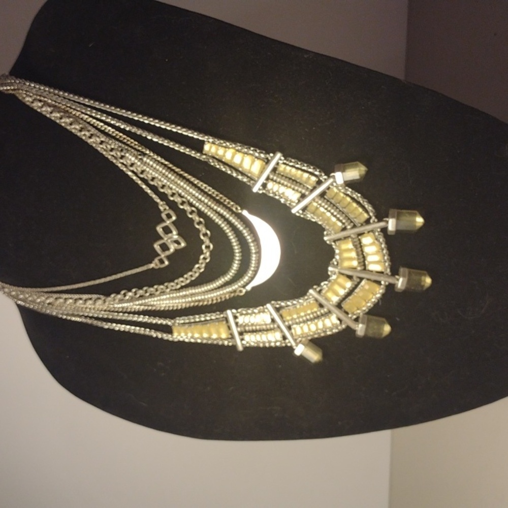 Lucky Brand Bohemian Tribal SilverTone Multi-Chain Golden Statement Necklace